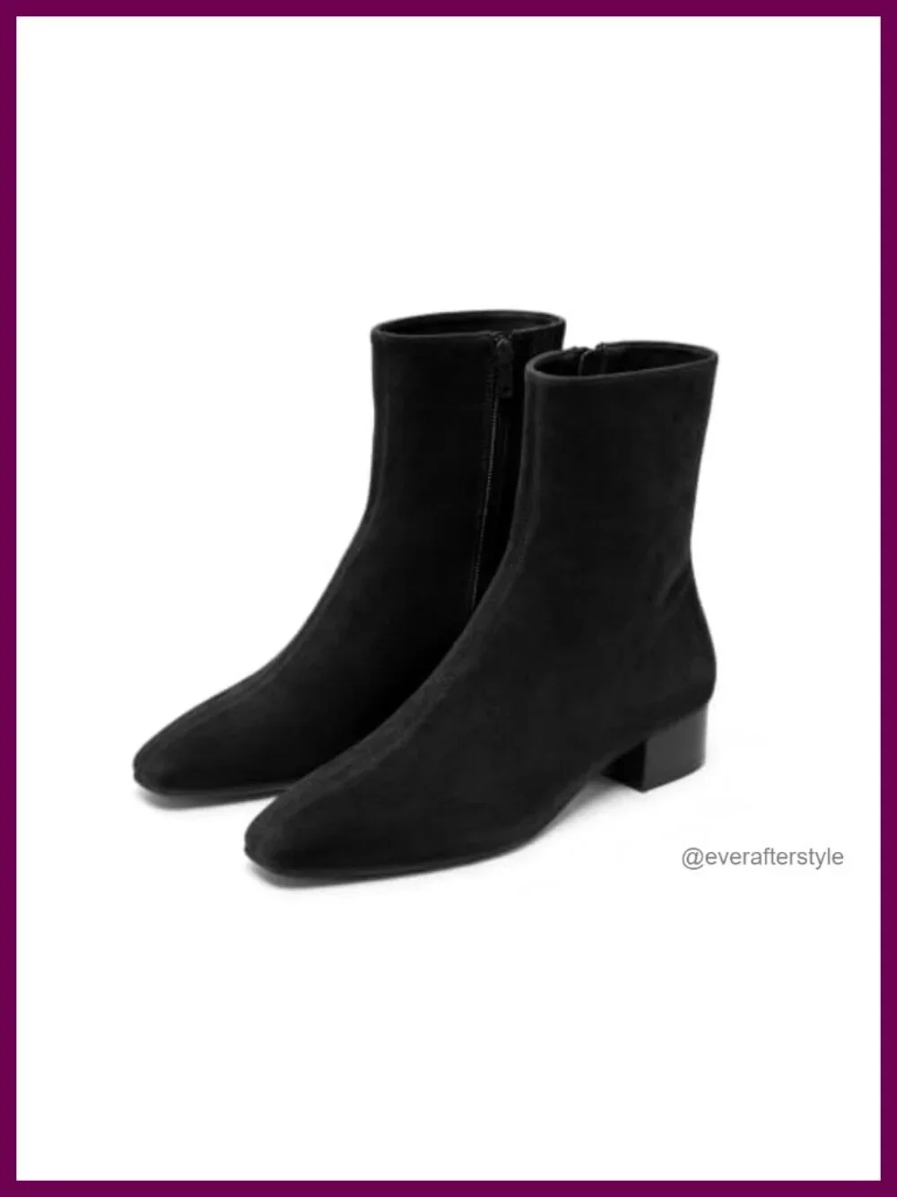 Womens Ankle Boots Chunky Low Heel Square Toe Zipper Dress Booties Faux Suede